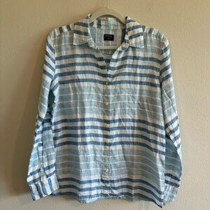 NWT UNTUCKIt Vietti 100% Linen Shirt Solit-Nwck Button-Front Women’s 4 Stripes